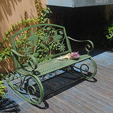 GaoF Terrazza Giardino Panchina da Giardino Sedia a Dondolo per Il Tempo Libero da Esterno, Panchina da Cortile in ghisa Resistente alle intemperie e antiruggine, Panchina a 2 posti con Schienale e