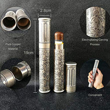 WAWAYU Portasigari, Portable Singolo Sigaro Tubo, idratante Cigar Box, Retro Style Rame Puro Carved Cigar Box. (Color : Metallic)