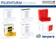 Scatole dei medicinali Kerpers® 7 giorni con 4 scomparti ciascuno - Made in Germany - portapillole, torre dei medicinali, portapillole, distributore di medicinali, portamedicinali per la conservazione