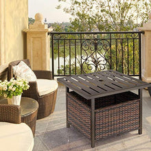 giordano shop Tavolino da Giardino 55,5x55,5x46 cm in Rattan e Acciaio Marrone