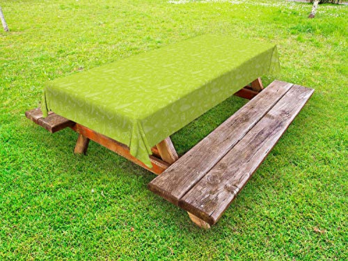 ABAKUHAUS Estate Tovaglia da Esterno, Beach ed Elementi Vacanze, Tovaglia da Picnic Lavabile Decorativa, 145 cm x 265 cm, Giallo Verde Bianco