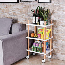 Quattro Ruote portatile strumento di archiviazione Carrello Passeggino for mensola, scaffale for soggiorno in legno di bambù portatile mobile flessibile grande cremagliera for bagno, bianco, 50X35X84C
