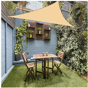 Tenda A Vela Triangolare 4.5x4.5x4.5m , Tenda da Giardino per Terrazza Giardino, Tenda da Sole per Esterni Impermeabile, con Corda，Color Crema