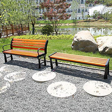 Panchina da giardino per terrazza, panca da giardino per esterni in legno massello da 2-3 posti, sedia da portico resistente alle intemperie, sedia da cortile in legno duro con struttura in ghisa, u