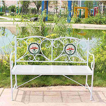 Panchina da Giardino da 47 Pollici Panca per Il Tempo Libero da Esterno, Cortile Doppio Sedile Panche in Metallo per terrazze, Sedia Portico antiruggine anticorrosione Mobile Ingresso Ponte