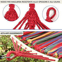 KANINO Amaca da Giardino, Amaca da Interno con Cuscino Gonfiabile e Borsa Portaoggetti, Amache Cotone Portatile per Giardino/Cortile/Spiaggia/Viaggio/Balcone (Rosso 200 x 150cm)