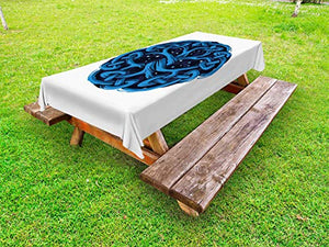 ABAKUHAUS Celtico Tovaglia da Esterno, Irlanda Digital Classic, Tovaglia da Picnic Lavabile Decorativa, 145 cm x 265 cm, Notte Blu e Indigo
