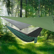 FastUU Set di amache sospese, Amaca Girevole Portatile Robusta zanzariera da Campeggio sicura con baldacchino, buona capacità portante per Viaggi, Giardino, Cortile(Verde Militare)