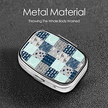 Scatola quadrata per pillole medicinali Woodland Patchwork in menta blu navy e grigio moda pillola organizer viaggio pillola caso dispenser per vitamine integratori