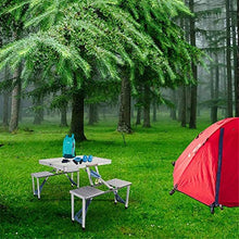 Tavolo da picnic all'aperto Sedia da tavola da campeggio pieghevole portatile Set con 4 posti e ombrellone Tavolo da picnic alluminio per campeggio all'aperto Escursionismo Beach BBQ Party Bbq Party T
