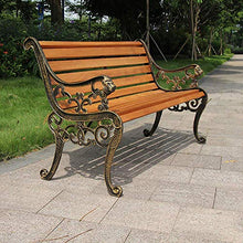 GaoF Panca da Giardino in Legno massello per Il Tempo Libero, Struttura in ghisa e panchina da Giardino in Legno massello Anti corrosione, panchina da terrazza retrò in Metallo massello di Metallo