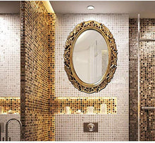 HFFFHA Specchio cosmetico per Il Bagno - Specchio retrò Europeo - Specchio ellittico - Specchio Decorativo - Specchio da Parete per Bagno - Cornice PU