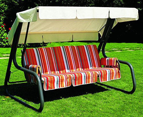 ARREDinITALY - Dondolo 4 posti con Struttura in Metallo e Cuscini - Struttura Antracite - 100% Made in Italy