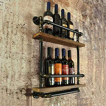 ZTH Loft Retro Mensola A Muro in Legno Mensola A Muro per Vino in Vetro Portabottiglie 2 Strati Portabottiglie da Parete in Metallo 5 Bottiglie Portabottiglie da Vino Free Standing A+