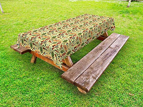 ABAKUHAUS Caccia dei Cervi Tovaglia da Esterno, Outdoor Campo Tiro con L'Arco, Tovaglia da Picnic Lavabile Decorativa, 145 cm x 265 cm, Pale Green Multicolor