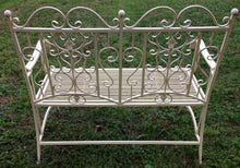 Clever-Deko Loverbank - Panchina da giardino in ferro battuto, colore: panna e bianco, in ferro battuto