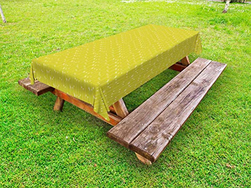ABAKUHAUS impaurito Tovaglia da Esterno, Verticale e con Linee Non parallele Art, Tovaglia da Picnic Lavabile Decorativa, 145 cm x 265 cm, Giallo Verde