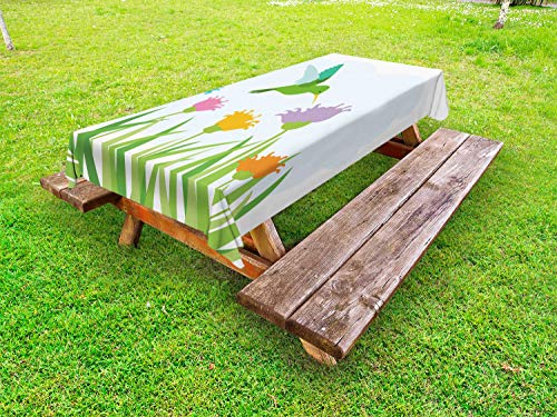 ABAKUHAUS Fiore di Campo Tovaglia da Esterno, Garden Art Hummingbird, Tovaglia da Picnic Lavabile Decorativa, 145 cm x 265 cm, Multicolore