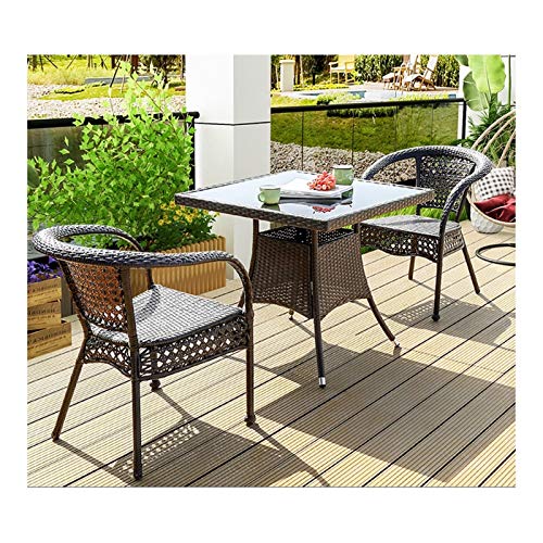 HLZY Tavolo in Vimini in Rattan mobili in Patio e Set Sedia, Set di mobili da Giardino in Rattan tavola e sedie Patio Set Patio Giardino d'inverno all'aperto per Giardino all'aperto a Bordo Piscina