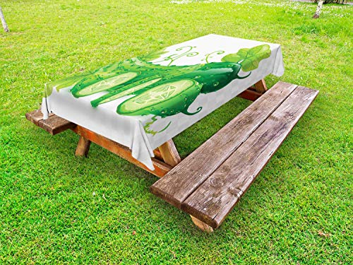 ABAKUHAUS celtica Verde Tovaglia da Esterno, Juicy Cetriolo Graphic, Tovaglia da Picnic Lavabile Decorativa, 145 cm x 265 cm, Green Apple Verde