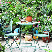 Tavolino da balcone in ferro battuto e copertura per sedia,set da 3 pezzi per mobili da giardino pieghevoli per patio esterno, ombinazione di tavolo e sedia per il tempo libero in stile pastorale re