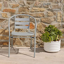 Sedie da Giardino, Sedie da Esterno per Giardino, Terrazza, Balcone, Veranda, Piscina, in Alluminio, Sedie Impilabili, Colore Grigio, 2 Pezzi 56x55x75 cm