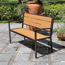 Panchine da giardino con terrazza Panchina da giardino per il tempo libero all'aperto, panchina da patio resistente alle intemperie con struttura in ghisa e legno massello anticorrosivo, panchina