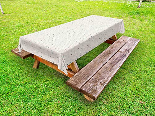 ABAKUHAUS Geometrico Tovaglia da Esterno, Esagonale Triangoli griglia, Tovaglia da Picnic Lavabile Decorativa, 145 cm x 265 cm, Seafoam Dark Grey