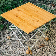 DUTUI Tavolo Pieghevole da Esterno Quadrato, Tavolo Portatile da Campeggio in bambù E Legno, Piccolo Tavolo da Pranzo con Balcone A Guida Autonoma