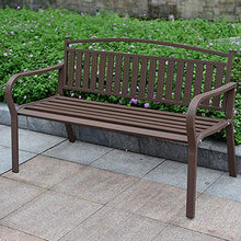 LXLH Panca da Giardino Sedile Sedia da Giardino Panca per Il Tempo Libero da Esterno Cortile Sedia Quadrata Sedia in Tubo di Acciaio di Ferro Balcone Sedia Doppia Panca Marrone 48,81 Pollici