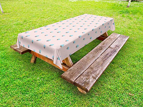 ABAKUHAUS Cartone Animato Tovaglia da Esterno, Cupcakes e Polka Dots, Tovaglia da Picnic Lavabile Decorativa, 145 cm x 210 cm, Blush Blue Sky