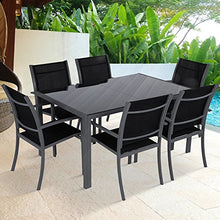 Miadomodo Salotto giardino set tavolo con sedie esterno set da 7 pezzi in acciaio colore grigio scuro
