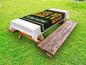 ABAKUHAUS Pub Irlandese Tovaglia da Esterno, Vintage Grunge Bar Sign, Tovaglia da Picnic Lavabile Decorativa, 145 cm x 305 cm, Verde Scuro Giallo