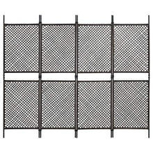 E E-NICES Paravento a 4 Pannelli in Polyrattan Marrone 240x200 cm