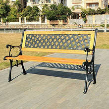 Panchine Park Garden Terrace Panchina da Esterno, Panchine da Salotto Resistenti alle intemperie con Struttura in ghisa e Legno massello anticorrosivo, Panchina da Cortile a 2-3 posti con braccioli