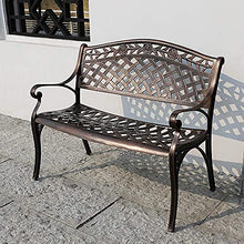 Panchina da giardino da 39 pollici con terrazza, panca da giardino doppia in metallo per esterni con braccioli e schienale, poltrona da cortile con struttura in alluminio pressofuso, usata per mobili