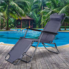 Outsunny Lettino Sdraio Pieghevole da Giardino, Mare, Spiaggia, Piscina, Chaise Longue Richiudibile con Braccioli, Grigio
