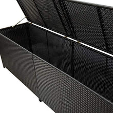 Tidyard Baule Cassapanca da Giardino Grande Impermeabile in Rattan, Contenitore da Esterno Multiuso, 200x50x60 cm Nero