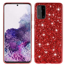 Nadoli Glitter Custodia per Huawei P40 Pro Rosso Morbido Silicone Bling Galvanotecnica Telaio Ultra Sottile Antiurto Antigraffio Protettivo Custodia Copertina Cover