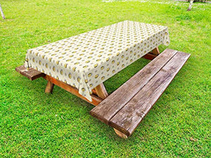 ABAKUHAUS Insetti Tovaglia da Esterno, Felice Piccole api Fiori, Tovaglia da Picnic Lavabile Decorativa, 145 cm x 210 cm, Crema di Senape Dark Grey