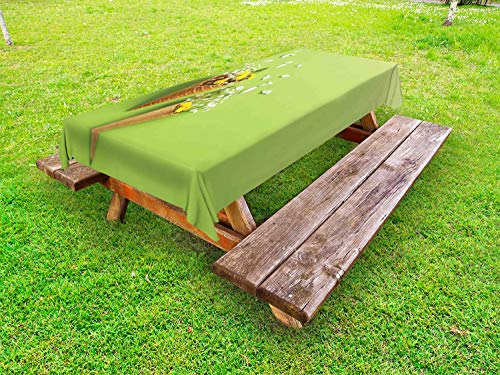 ABAKUHAUS Colore Naturale Tovaglia da Esterno, Fiori in Coni, Tovaglia da Picnic Lavabile Decorativa, 145 cm x 210 cm, Rosa Multicolor