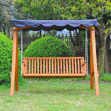 miozzi Dondolo da Giardino 3 Posti in Legno con Baldacchino Swing Blu