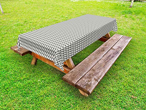 ABAKUHAUS Astratto Tovaglia da Esterno, di Base e diagonali Nodi, Tovaglia da Picnic Lavabile Decorativa, 145 cm x 210 cm, Charcoal Grigio Guscio d'uovo