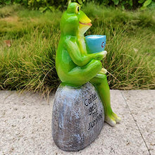 NULINULI Ornamenti della Statua del Giardino della Rana, Statua della Rana Verde Creativa 3D, Rana Seduta sulla Statua di Pietra, Ornamenti della Resina A