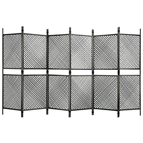 FAMIROSA Paravento a 6 Pannelli in Polyrattan Antracite 360x200 cm