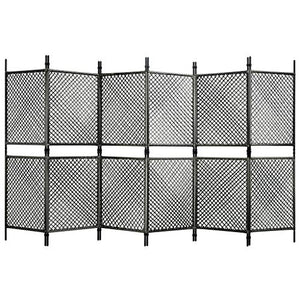 FAMIROSA Paravento a 6 Pannelli in Polyrattan Antracite 360x200 cm