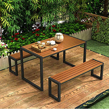 Set tavolo e sedia da giardino per panchina da giardino, Panca da giardino con tavolino da tè, balcone, cortile esterno, parco, Seduta da giardino a 3 posti per il tempo libero all'aperto