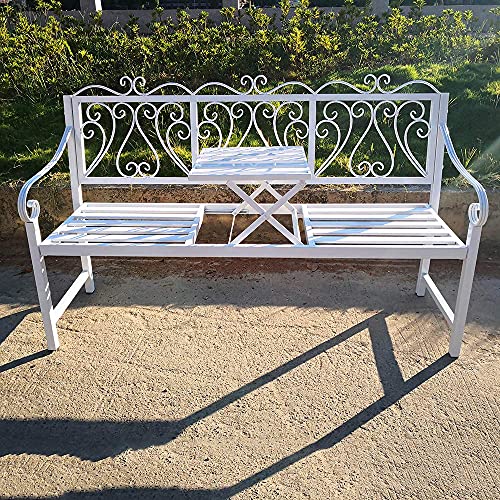 GaoF Panchina da Giardino in ghisa da 60 Pollici Panchina da Giardino in ghisa, panchina per Il Tempo Libero all'aperto con Tavolo Centrale, panchina in Metallo Decorativa retrò Resistente alle