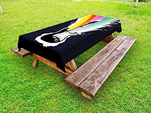 ABAKUHAUS Chitarra Tovaglia da Esterno, Colorati Articoli Rock And Roll, Tovaglia da Picnic Lavabile Decorativa, 145 cm x 305 cm, Charcoal Grigio Multicolore
