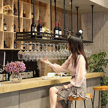 Portabicchieri da Vino Portabottiglie da Vino a Soffitto Rovesciato Portabottiglie per Uso Domestico in Metallo Artistico in Ferro per Cucina Bar Ristorante,Black Single Layer